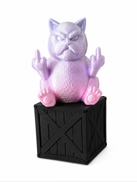 IK3D Other - 3D Printed Grumpy Cat Figurine on Crate Desk Decor Removable Cat IK3D
